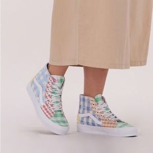 Vans Gingham Block Sk8 Hi Tapered Pastel/True White Sneakers Shoes Sz M 6.5 W 8